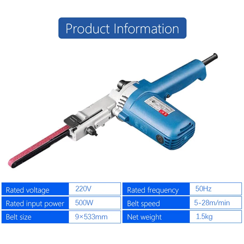 220V 500W Belt Sander Belt Grinder Angle Grinding Machine with 9x533mm Sanding Belts for Wood Metal DIY Polishing Machine 4