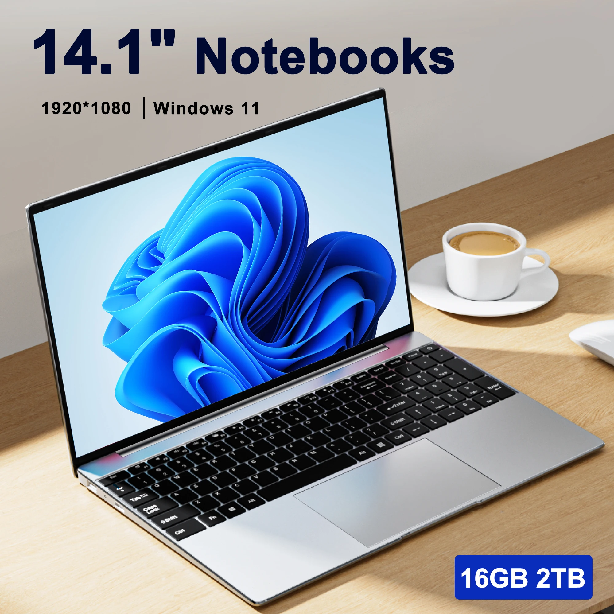 Laptop Ultra Sottile 14.1 "16Gb Ram 2Tb Ssd Intel N3700 Notebook Gamer 1920*1080 Display Office Study Computer Pc Windows 11 Pro