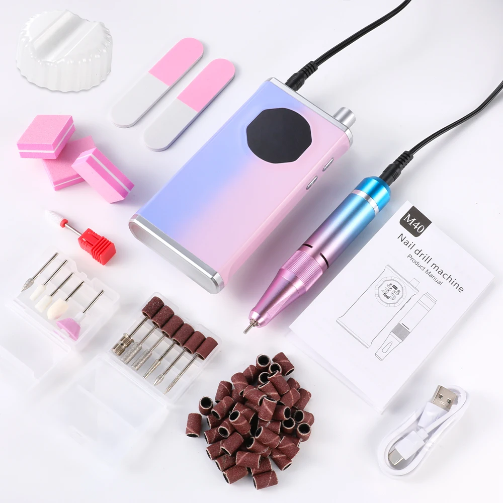 40000 RPM Electric Nail Drill Machine for Nails Electric File HD Display Metal Manicure Pen Professional nail lathe Sander 6