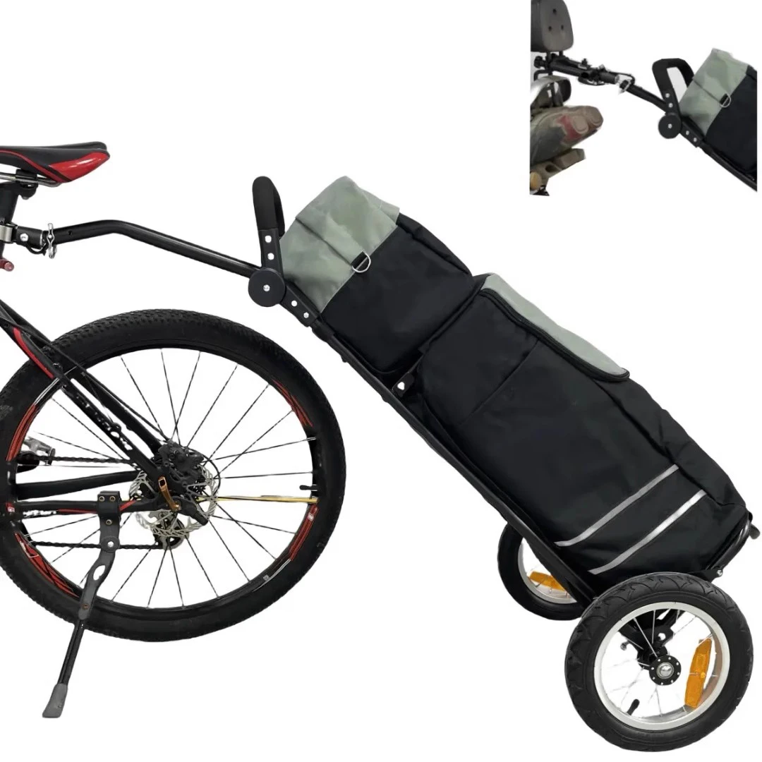 Folding Bike Cargo Trailer with Big Bag And Bike Contacter, Bicycle