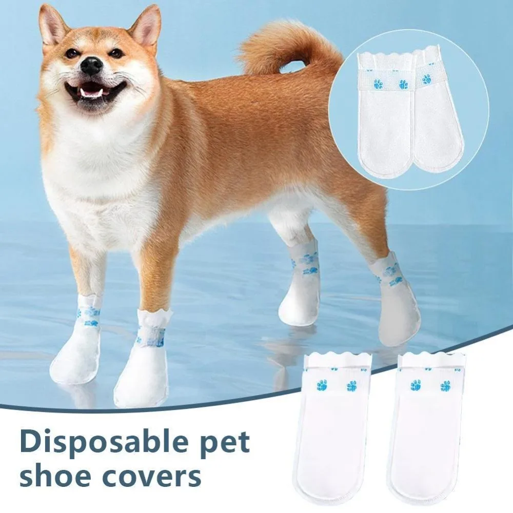 20Pcs Adjustable Straps Dog Boots Dustproof Non-woven Fabric Waterproof Pet Shoes Pet Supplies Disposable