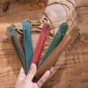 Genuine Leather Lanyard Pen Holder Portable Single Pencil Case Vintage Pen Pouch Sleeve Pen Protective Cover with Keychain 2