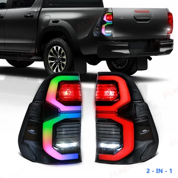 Toyota Hilux Revo 2015-2022 RGB LED Taillights 2pcs App-Controlled Rear Brake & Turn Signals