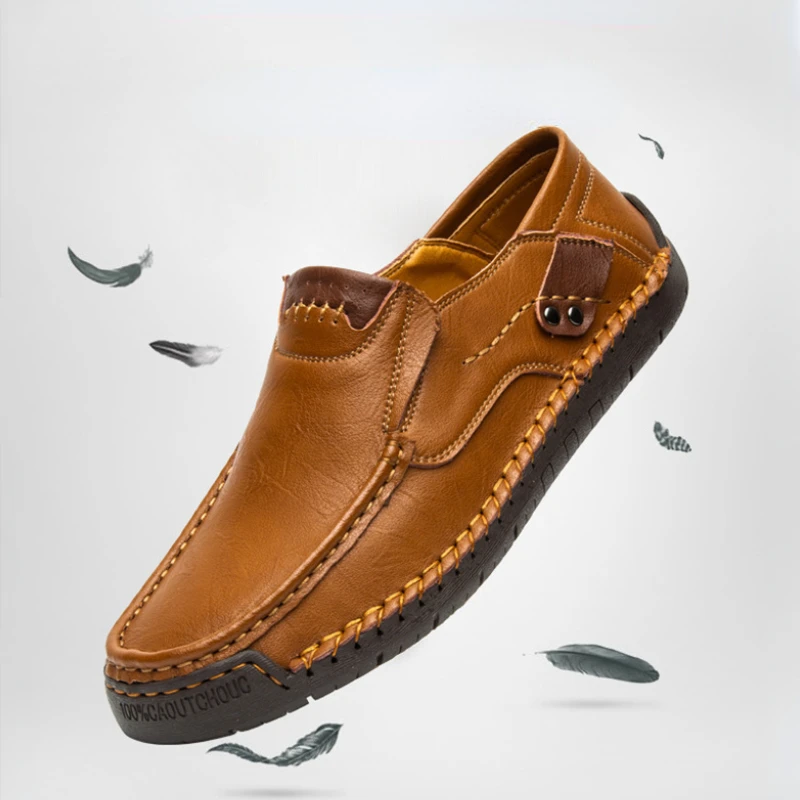 

WTEMPO Men Leather Shoes Soft Shoes Man Comfortable Casual Men Loafers Moccasins Driving Shoe Male Rubber Sole Big Size 38-48