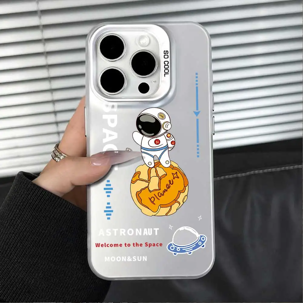 Astronaut Soft Silicone Phone Case with Silver IMD Bumper