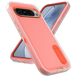 Ultimate Rugged Full Body Shockproof Case with Kickstand - Heavy Duty, Anti-Scratch Protection for Google Pixel 9 ProXL (Transparent  orange)