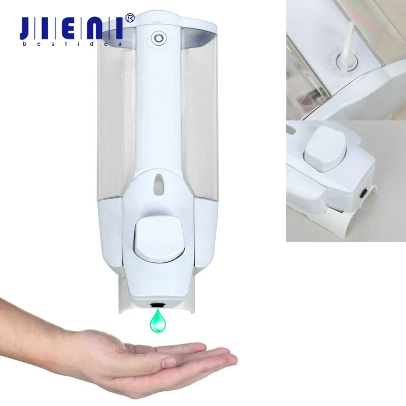 

JIENI White ABS Kitchen Bathroom Wall Mounted Liquid Soap Dispenser White ABS Plastic Finish Shower Liquid Soap Dispenser
