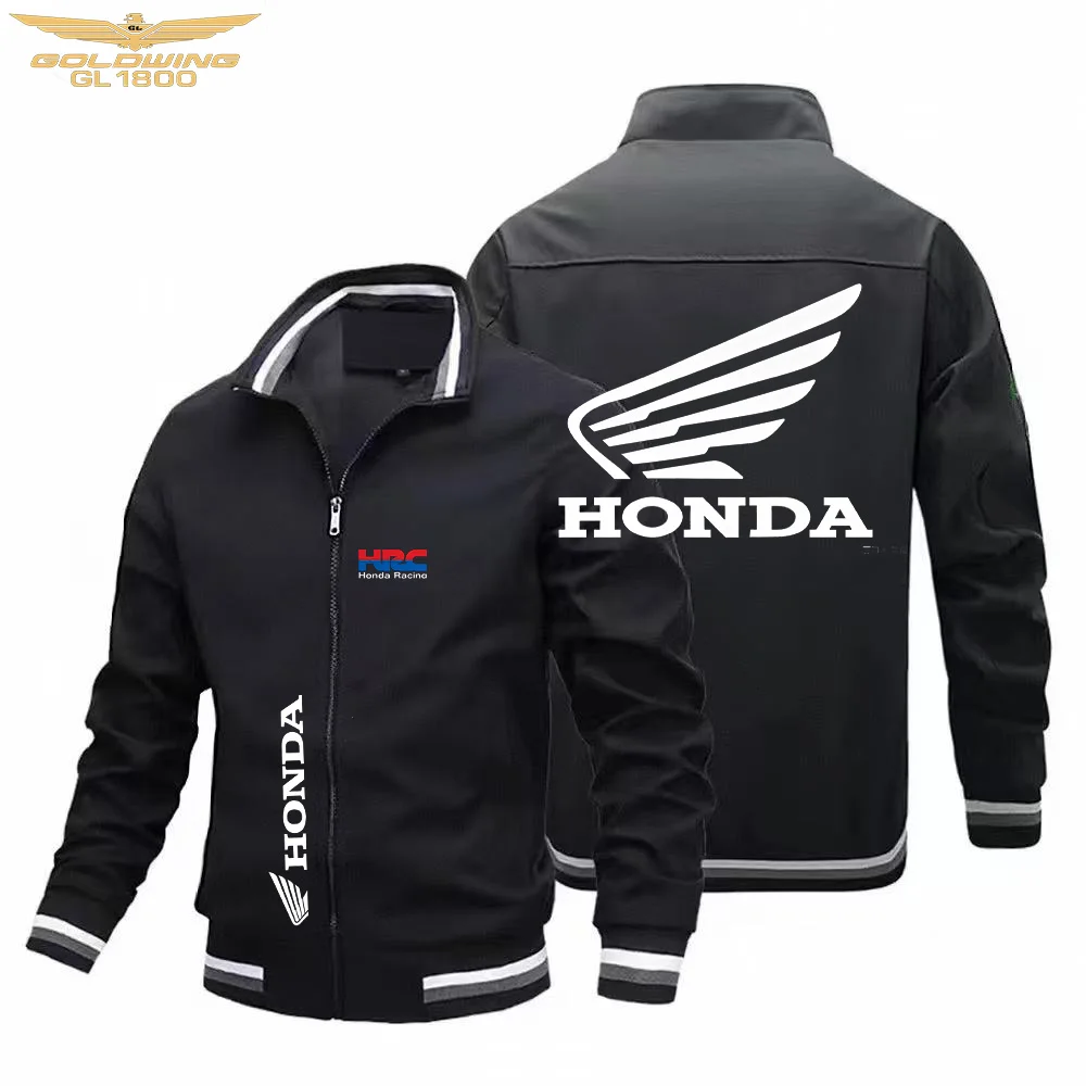 Veste de course Honda HRC pour hommes, avec logo Goldwing GL1800, col montant, fermeture éclair, manteau pour motocycliste, coupe-vent décontracté, Streetwear Bombe 1 Veste de course Honda HRC pour hommes, avec logo Goldwing GL1800, col montant, fermeture éclair, manteau pour motocycliste, coupe-vent décontracté, Streetwear Bombe 1