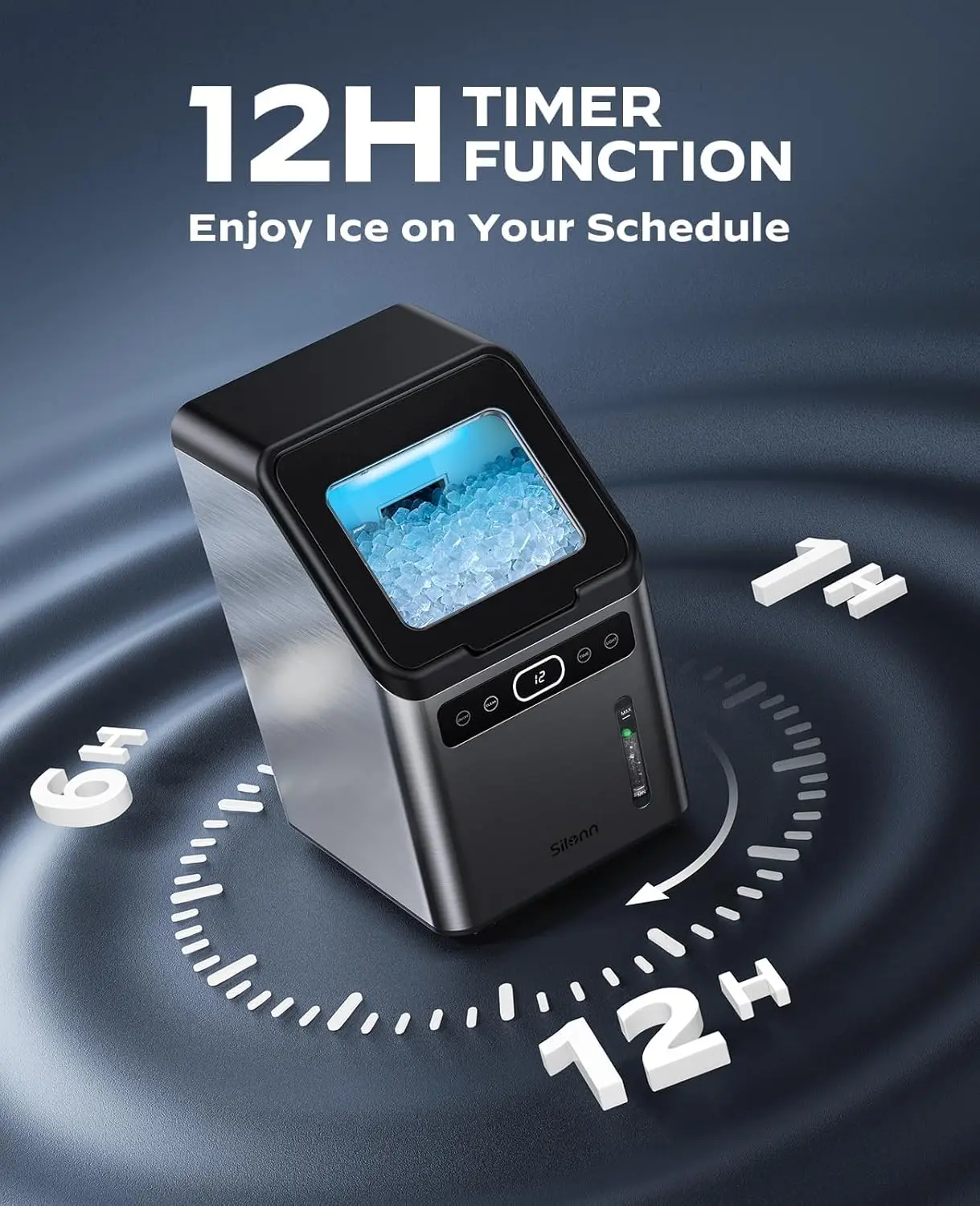 Nugget Ice Makers Countertop - 44lbs per Day Ice Machine with Self-Cleaning, Timer Pebble Ice Maker with Soft Chewable Ice, One- 3