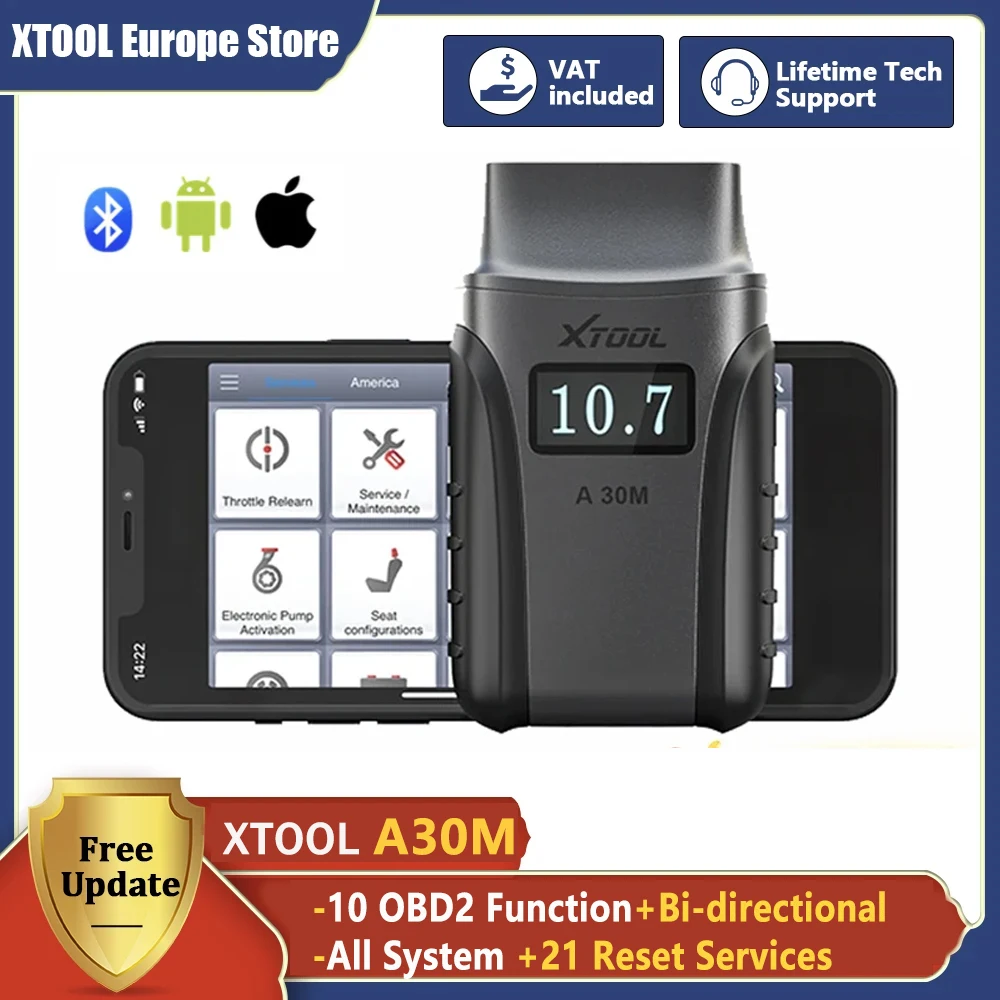 XTOOL A30M Bi-Directional Diagnostic Scanner – Full System Car Code Reader With Lifetime Updates – Bluetooth OBD2