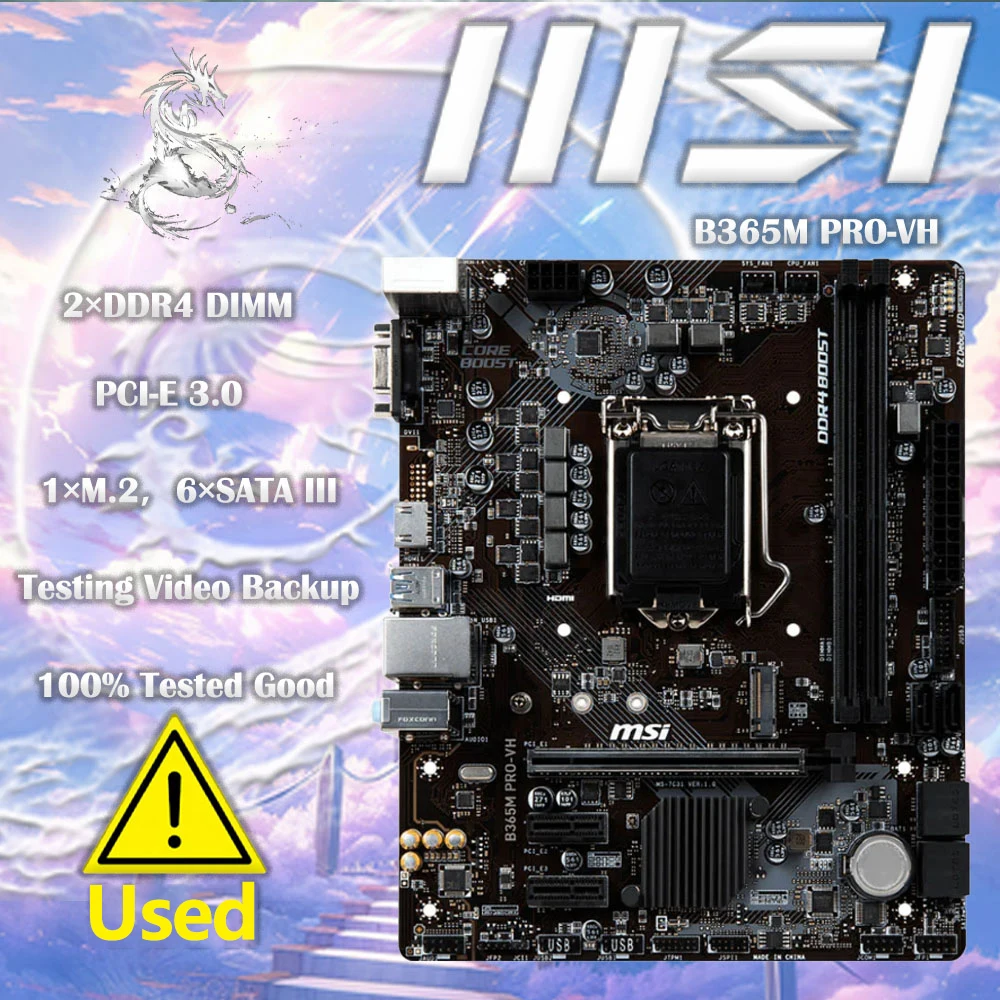 Pro-vh Soquete Intel Lga1151 Micro-atx Suporta Memória Ddr4 Turbo de até 2666 Mhz M.2 Usb 3.1 Usb 3.1 Msi-b365m