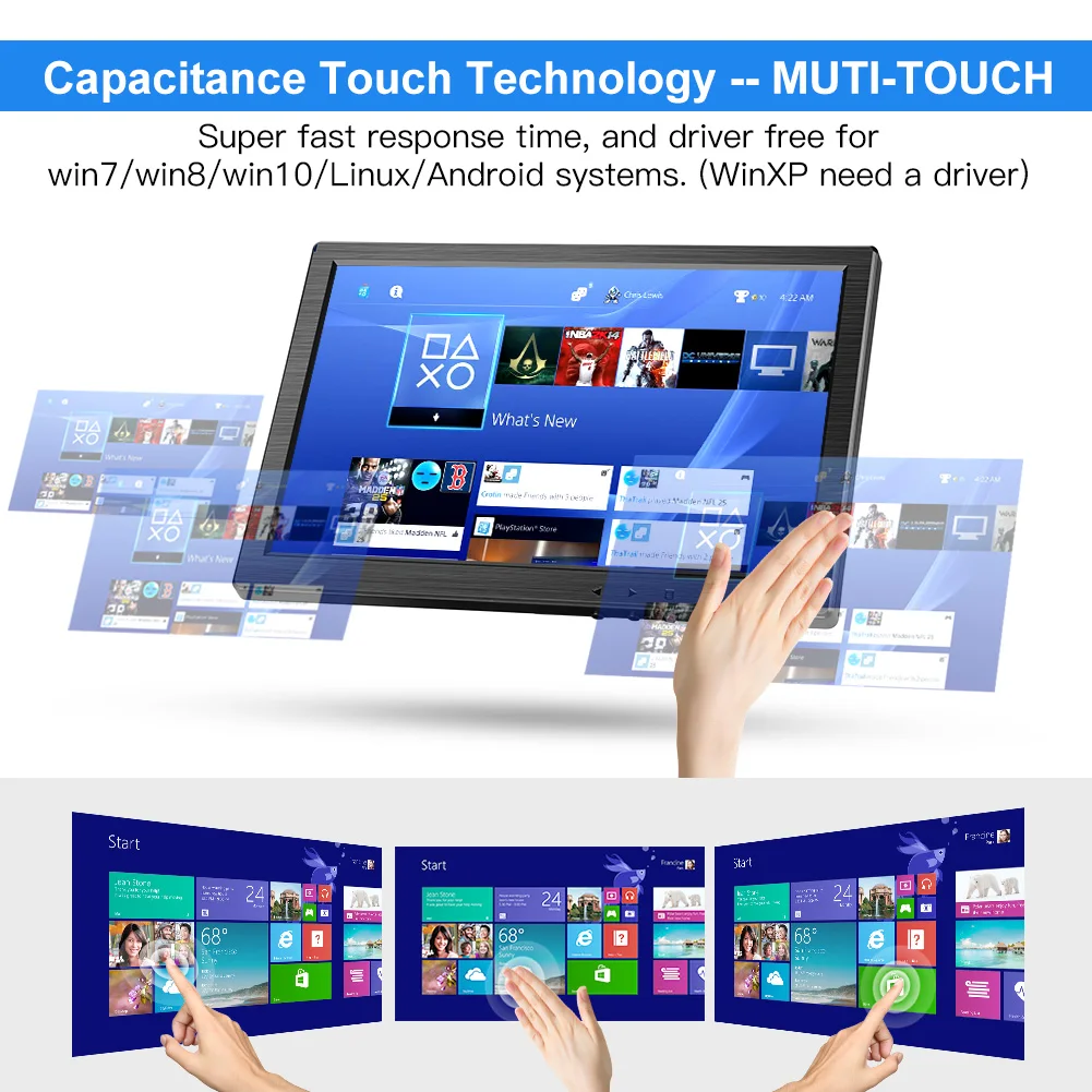 Eyoyo Ʈ ǻ ĳ IPS ġ ũ LCD , HDMI VGA  Է , 1280x800 ػ, EM10W, 10.1 ġ