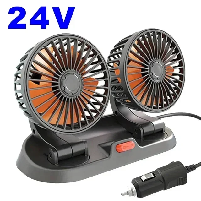 Rigwig 3-Head Car Fan With 360° Rotation & 2 Speeds - USB/12V/24V Quiet Cooling For SUV, RV, Truck