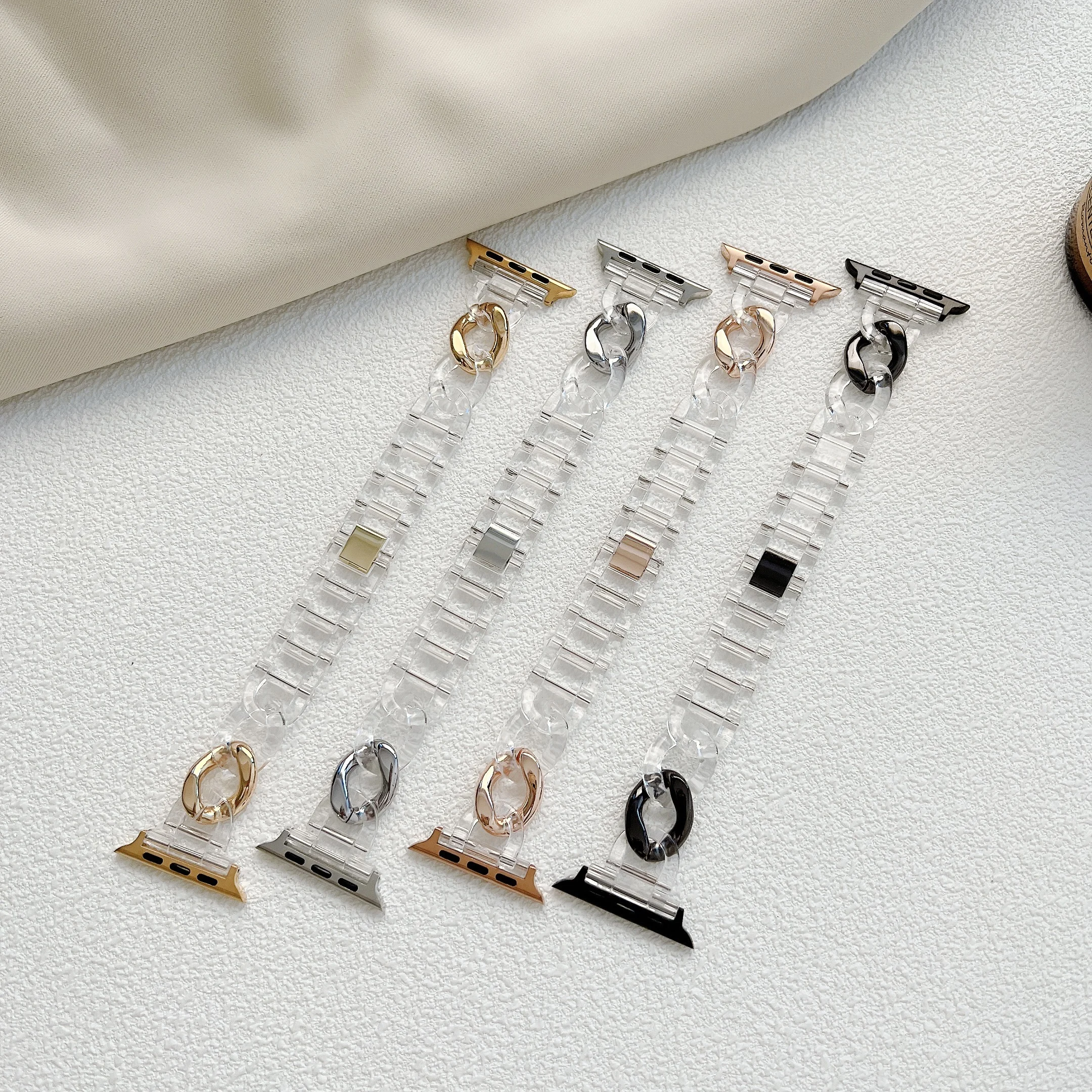 Resin+Metal Strap For Apple Watch Band 45mm 41mm 44mm 42mm 40mm 38mm Glacier Bracelet Wristband For iWatch Ultra 8 7 6 5 4 3 SE