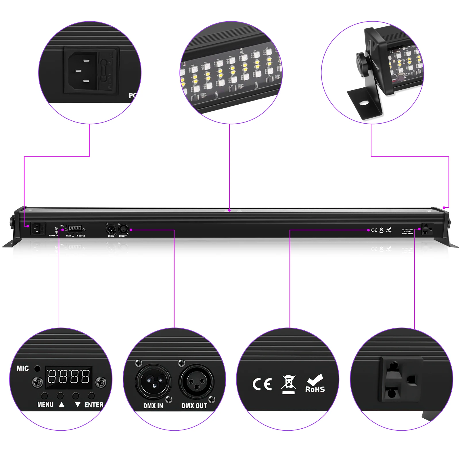 RGB LED Wall Washer Lights 4PCS Bar Stage Effect Lighting Projector for Nightclub Wedding Party Liveshow Club KTV Show