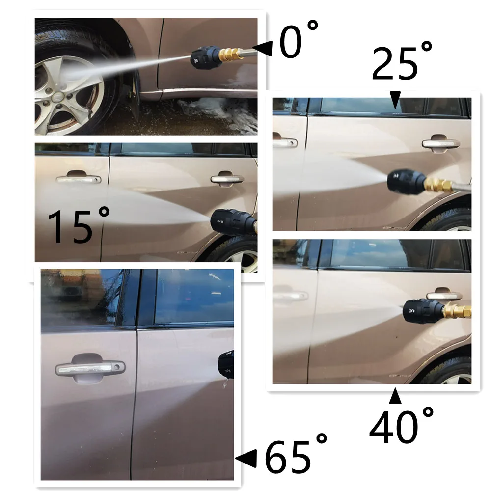 5 in 1 Nozzle Multifunctional Cleaning Machine Adjustable 0/15/25/40/65 1/4" Quick High Pressure Fan Shaped Car Wash Nozzle 4