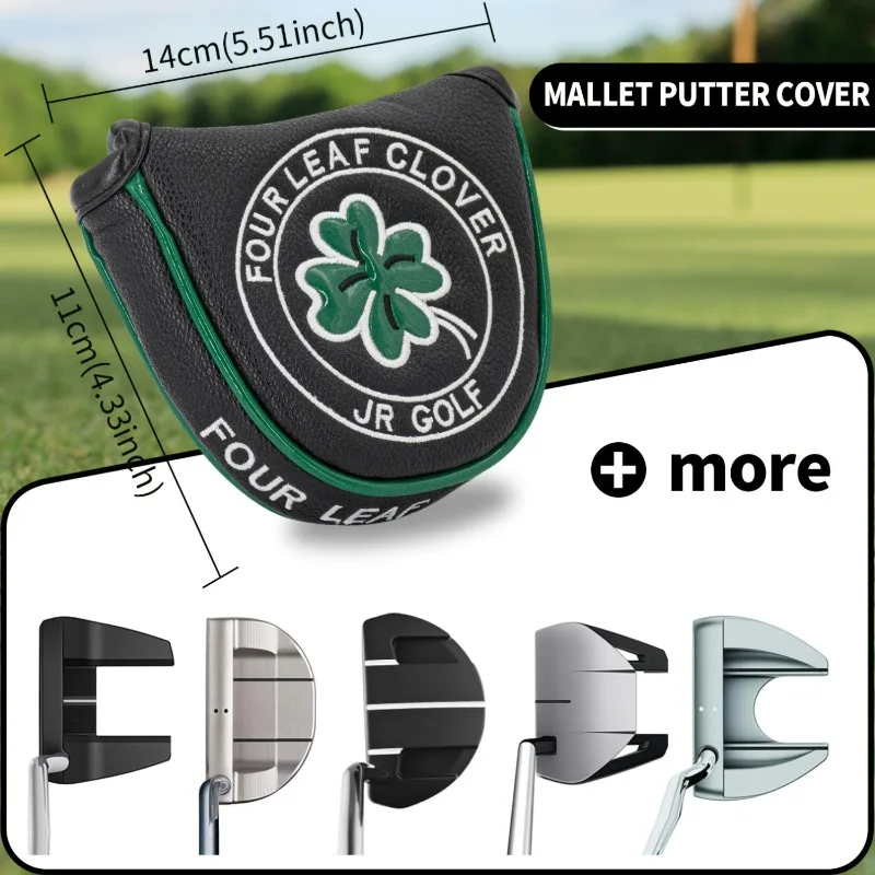 Clover Golf Putter Head Cover - Durable & Stylish Design, Premium Protection in Black or White