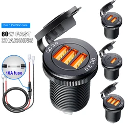 Car charger fast charging socket Aluminum Quick Charge 3.0 Power Outlet for golf mk4 4 5 7 car accsesories
