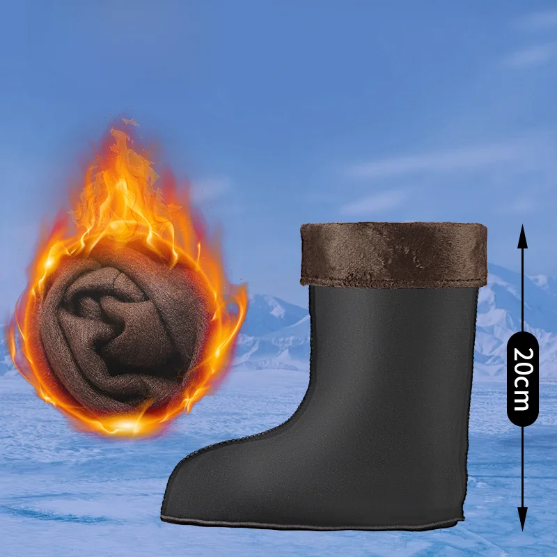 thumbnail image 1 of Cubrezapatos de algodón para otoño e invierno, para hombre y mujer, con forro de felpa, grueso, cálido, aislante, para botas de lluvia fría, cubrezapatos de goma interior, calcetines de algodón, 1 of 5