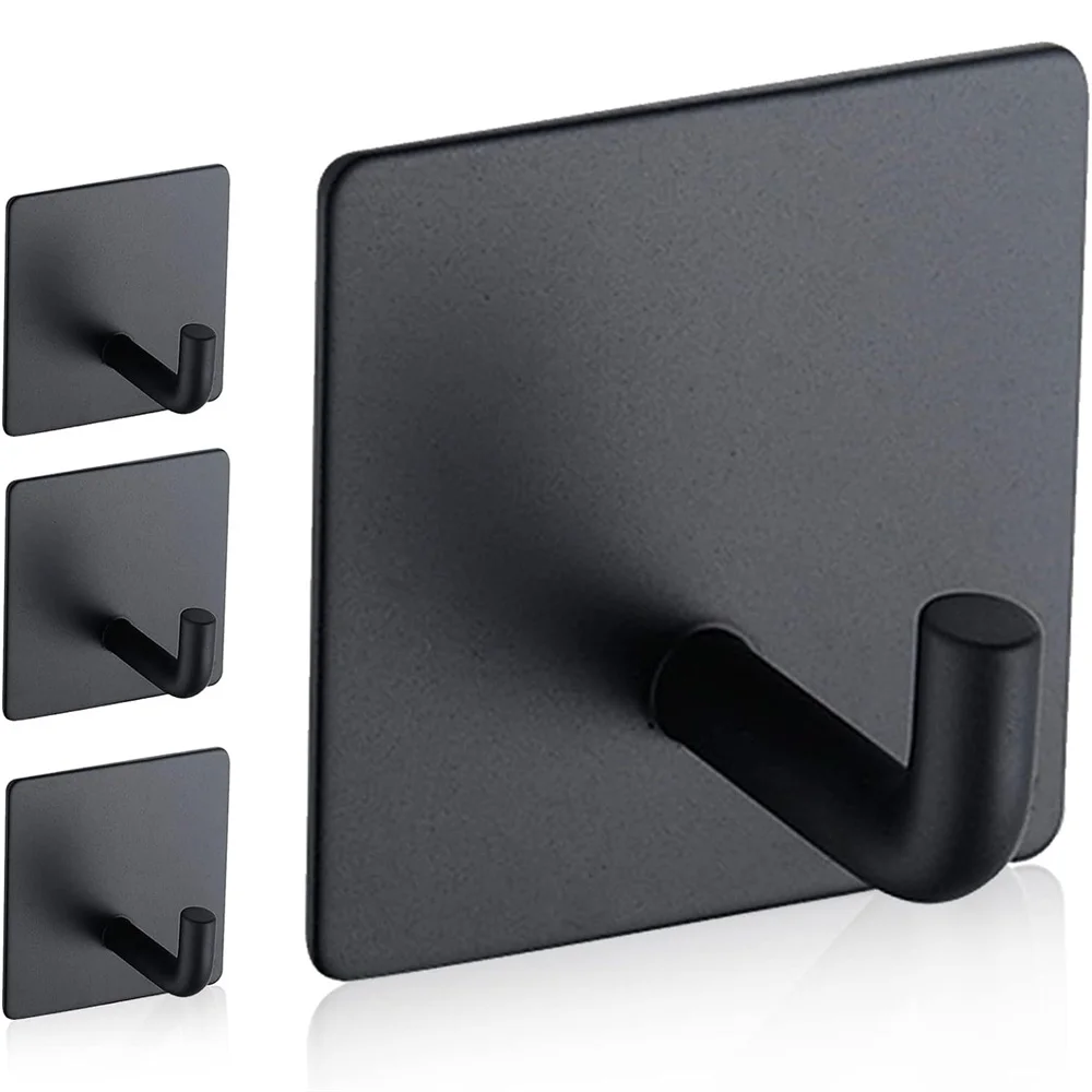 4 Pack Adhesive Hooks Heavy Duty Stick on Wall Door Hanger Waterproof 304 Stainless Steel Towel Hooks Adhesive Storage Holder storage hook door hook