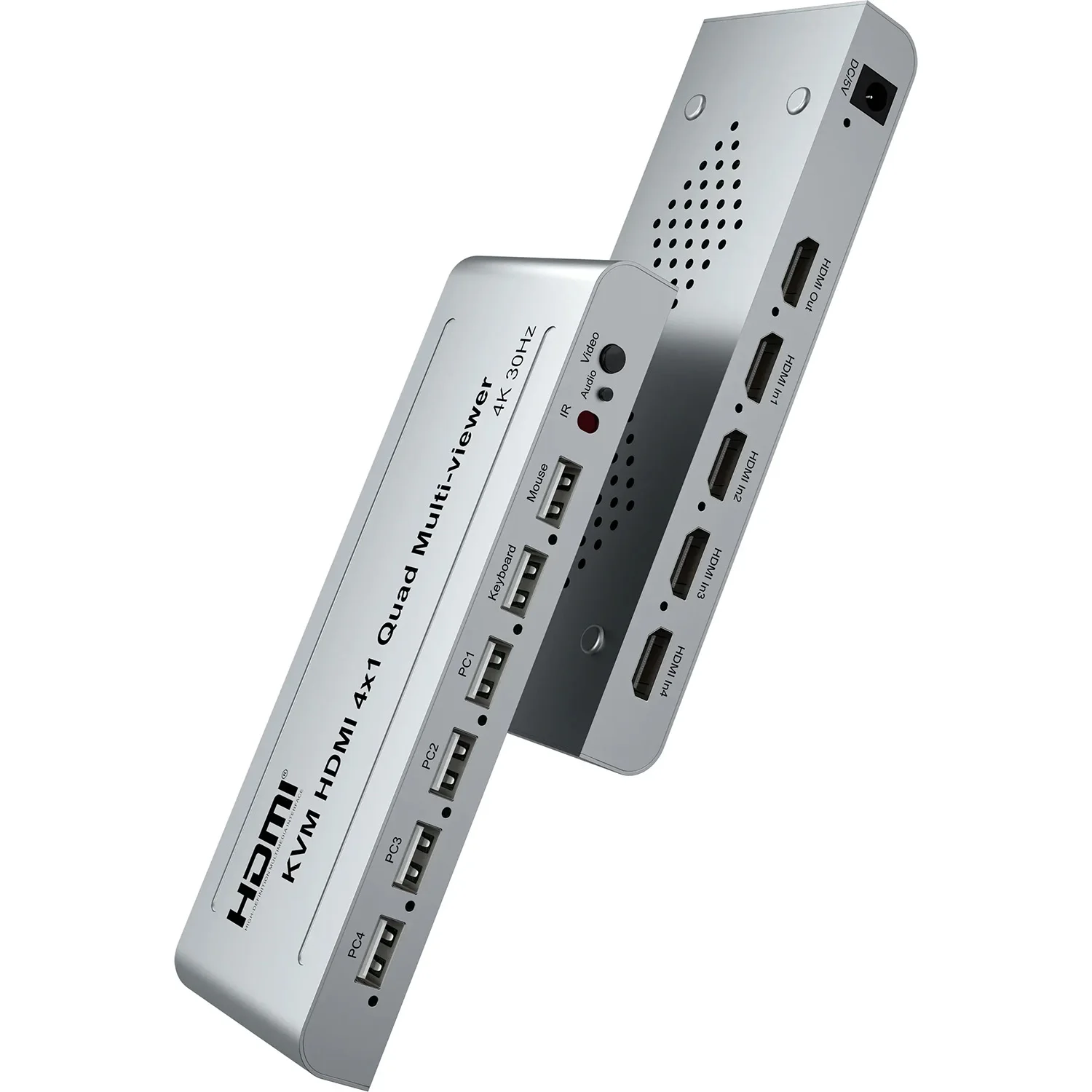 4K HDMI 4X1 KVM 쿼드 멀티뷰어 비디오 프로세서 멀티 스크린 멀티뷰어 원활한 스위치 1080P 지원 키보드, 마우스 통과 가능