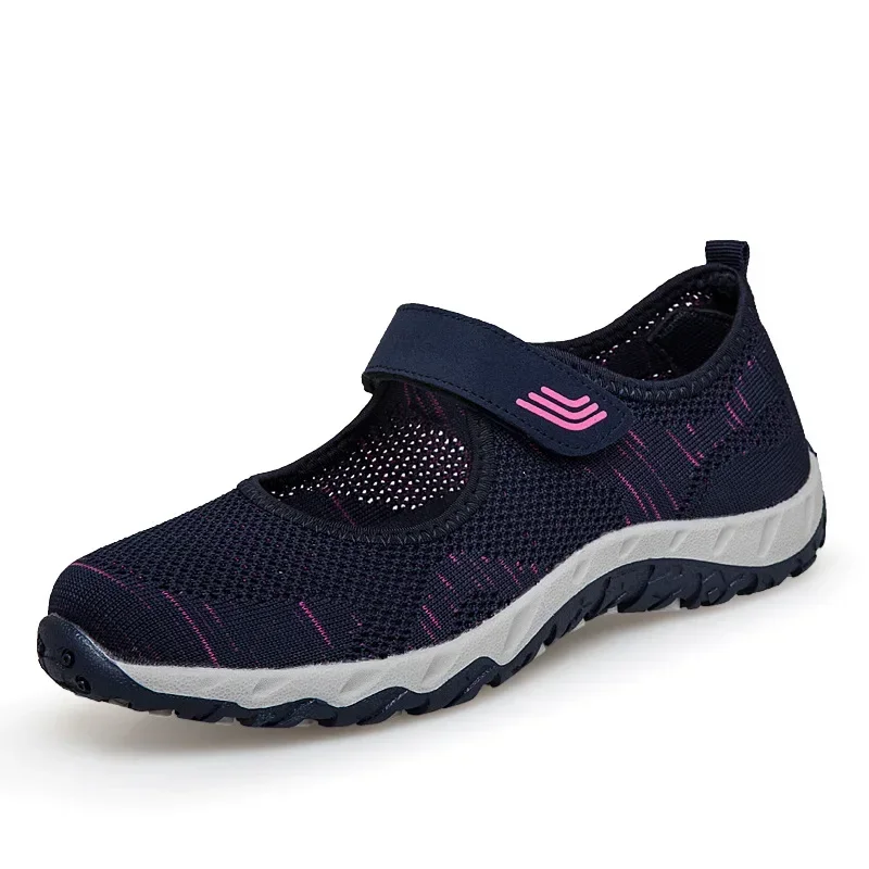 Women Sneakers Non-slip Soft Mom Sneakers 2025 Summer Breathable Mesh Travel Casual Shoes for Women Comfort Lightweight Flat Sport Shoes