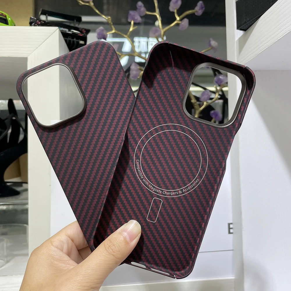 

For iphone 15 Pro max Case Real Carbon Fiber Luxury wireless charging Aramid Fiber Hard Cover For iPhone 15 Pro Case Business