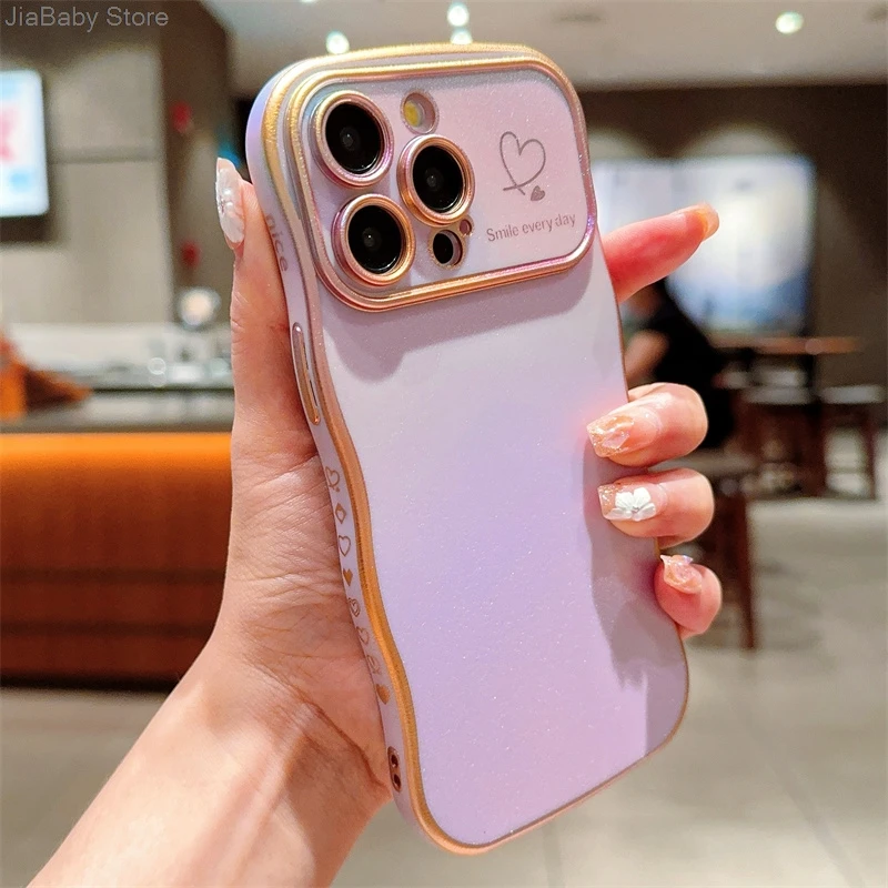 Coque de protection pour appareil photo en forme de cœur avec liquide pailleté de luxe pour iPhone 11 12 13 14 15 16 Plus Pro Max_voghion.com