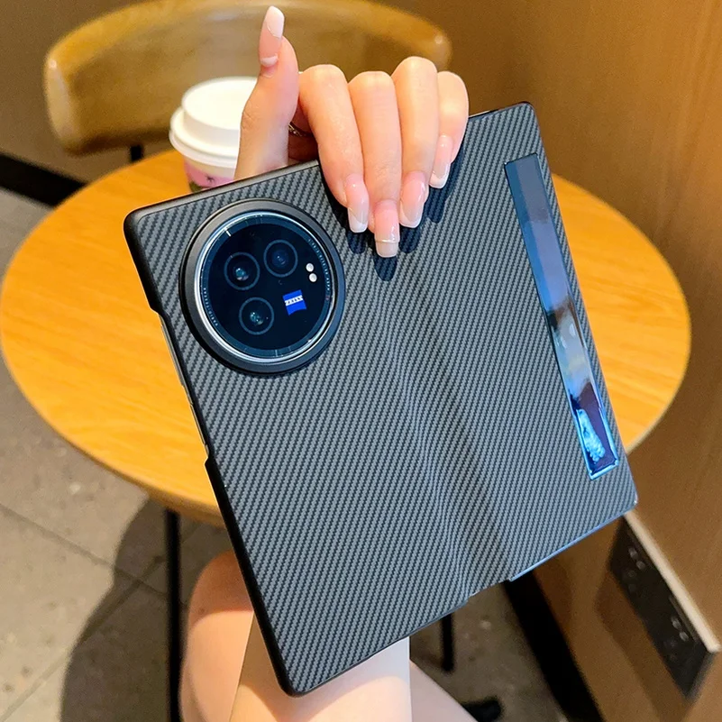 Luxury Leather Carbon Fiber Flip Case with Camera Protection - Fully Wrapped and Stylish