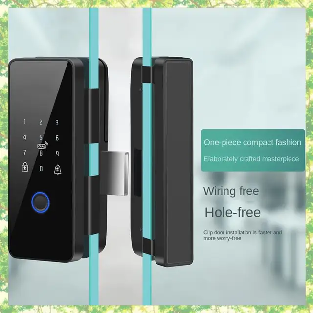 Smart-Waterproof Tuya Wifi Smart Door Lock Fingerprint Electronic Rim Lock For Glass Door 4