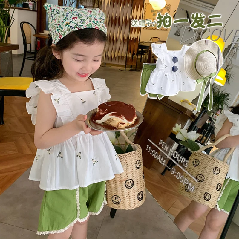 

Girls Clothes Sets Summer Sleeveless Shirt+Shorts Fashion Baby Girl Clothes Children Clothing Suits 2Pcs New Casual Outfits 2-7Y