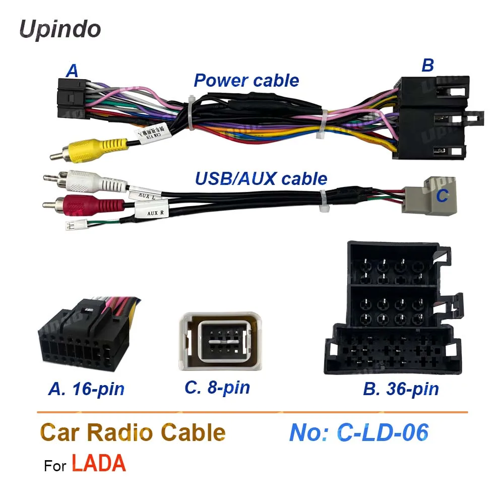 

Car Radio Cable For LADA Vesta 16-pin Power Wiring Harness Aftermarket Android Head Unit Stereo Installation Adapter