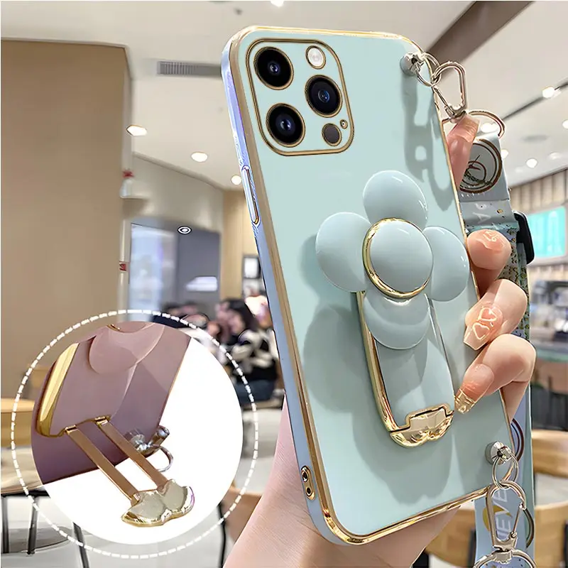 Coque avec support de moulin à vent rotatif, étui avec lanière pour iPhone 14 11 Pro 13 12 Mini 8 7 6 6S Plus 10 X Xr Xs Max SE 2020_voghion.com