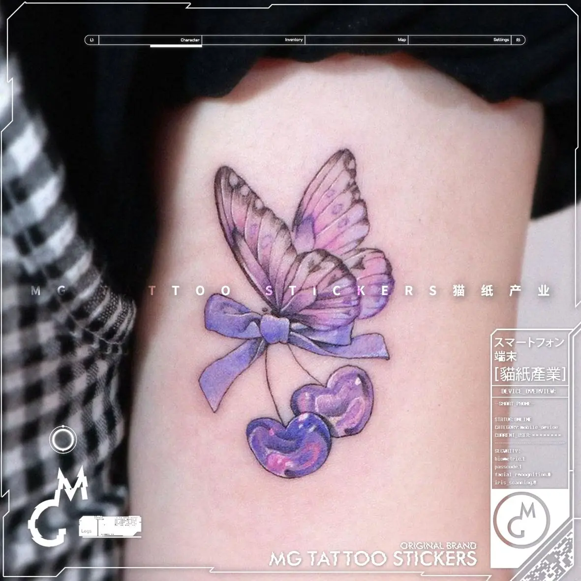 

Мультяшная фиолетовая бабочка вишня, тату-наклейка, оптовая продажа, искусство, искусственные татуировки для женщин, милые наклейки hotwoman