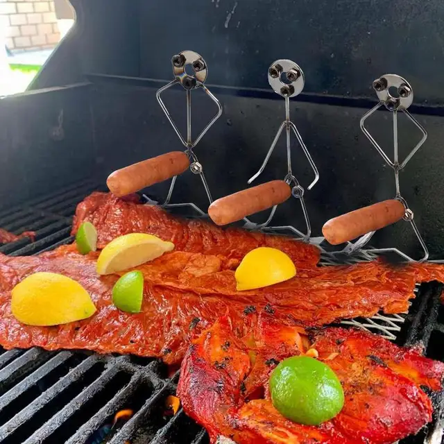Rozsdamentes Acél Hot Dog Mályvacukrot Kolbász Pörkölő Nyárs Grillezés Grill Villák Botok Konyhai Eszközök Kemping Újdonság Eszköz - Image 2