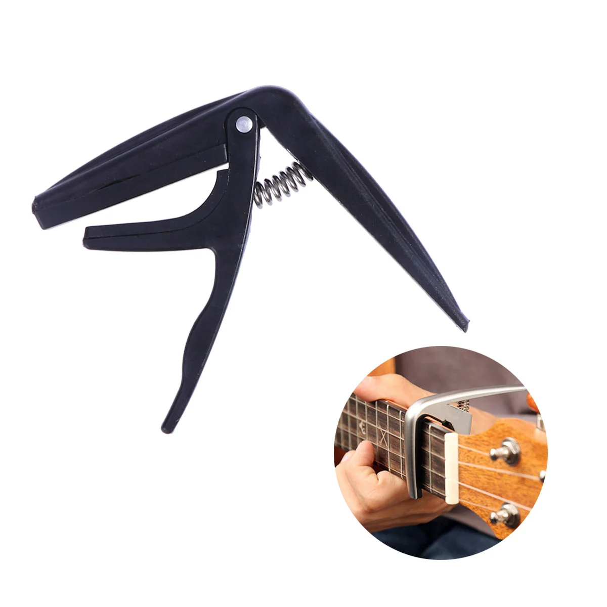 

Zinc Alloy Ukulele Capo Single- handed Guitar Capo Universal Guitar Capo for Guitar Parts Accessories ( Black )