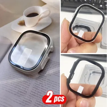 2PCS Black Tempered Glass Screen Protector For Apple Watch Ultra 2 3 Ultra2 3 Protection Case Cover ScreenProtector Accessories