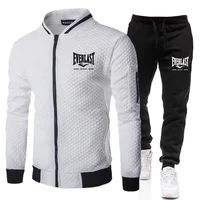 Ensemble de veste et pantalon EVERLAST BOXING pour homme, col montant, style streetwear, printemps-automne, décontracté, avec poches zippées, pour l'extérieur 1