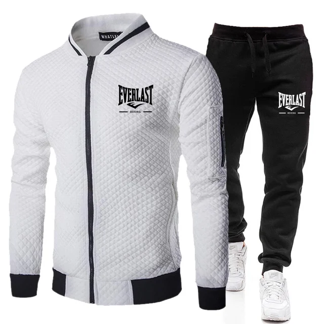 Ensemble de veste et pantalon EVERLAST BOXING pour homme, col montant, style streetwear, printemps-automne, décontracté, avec poches zippées, pour l'extérieur 1