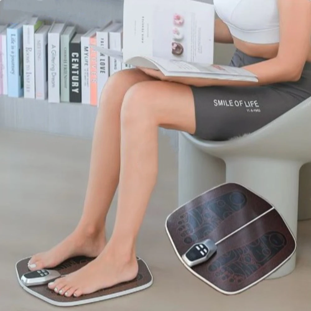 Electric EMS Foot Massager Pad with Remote Control Foldable Foot Circulation Massager Fatigue Release 8-Mode