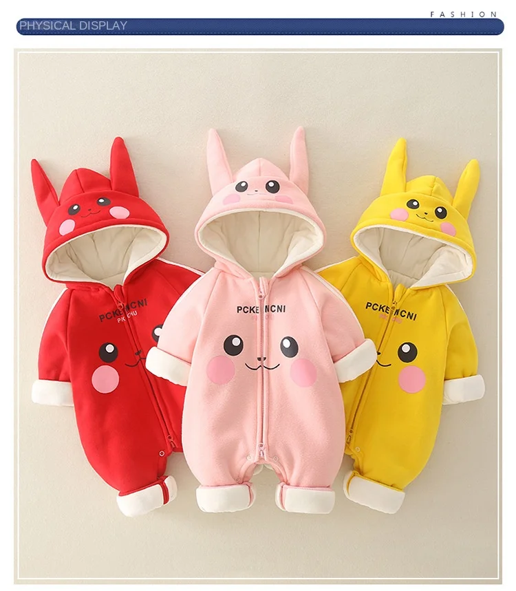 Pokemon Pikachu Baby Children Autumn Winter Warm Jumpsuit Cartoon Cute  Toddler Romper Crawling Clothes Newborn Boy Costume Cloth - Fantasy  Figurines - AliExpress