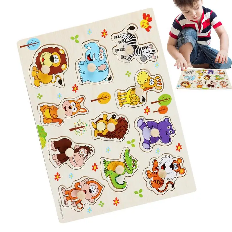

Pegged Puzzles Wooden Animal Peg Puzzles Montessori Puzzles For Early Learning STEM Education Wooden Puzzles For Boys And Girls
