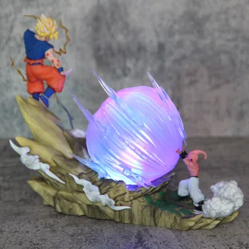 21cm Dragon Ball Z Buu vs Goku Model Super Saiyan Genki Bomb Action Figure Model Pvc Statue Doll Collection Model Toys Gift 8