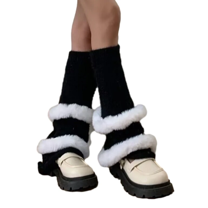 

Women Fashion Leg Warmers Fuzzy Knit Long Leg Socks Warm Student Girls Boot Sock