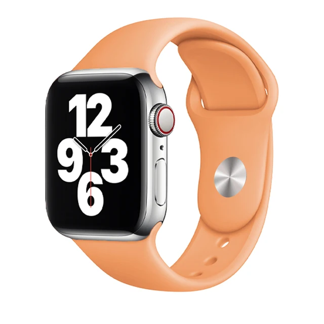 Silicone Strap For Apple Watch Band 44mm 41mm 45mm 40mm 38mm Smart Watch Sports Rubber Bracelet iWatch 6  Serie 7 SE Watchband Peach