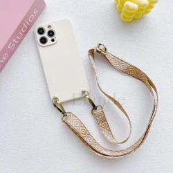 Classic Strap Case - Crossbody Neck Lanyard Soft Silicone Cover for POCO X7 Pro 5G (White)