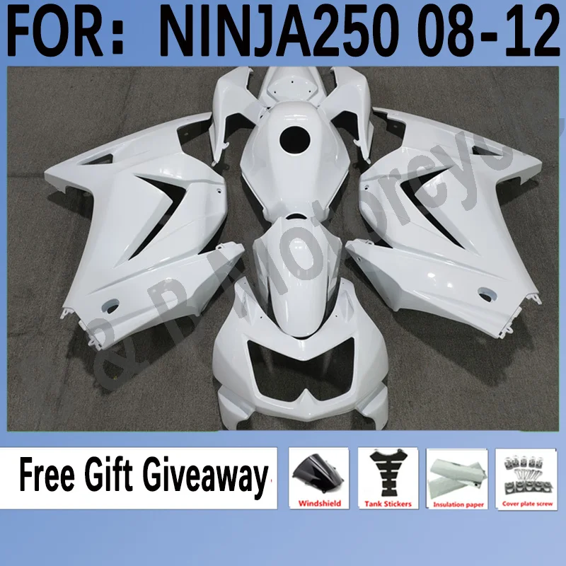 

Обтекатели для кузова нового дизайна ABS для Kawasaki Ninja250 2008-2012 EX250 ZX250R 08 09 10 11 12, белые Обтекатели для кузова