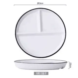 One Person Vegetable Plate Home Ceramic Cartoon Children's Divided Plate Three Panel Breakfast with Separate Dishes