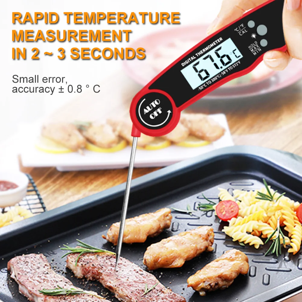 1pc Digital Meat Thermometer For Instant Read Waterproof Food Thermometer  Bbq Thermometer With Backlight, Magnet, Calibration For Kitchen, Outdoor  Cooking, Bbq, Candy (red)