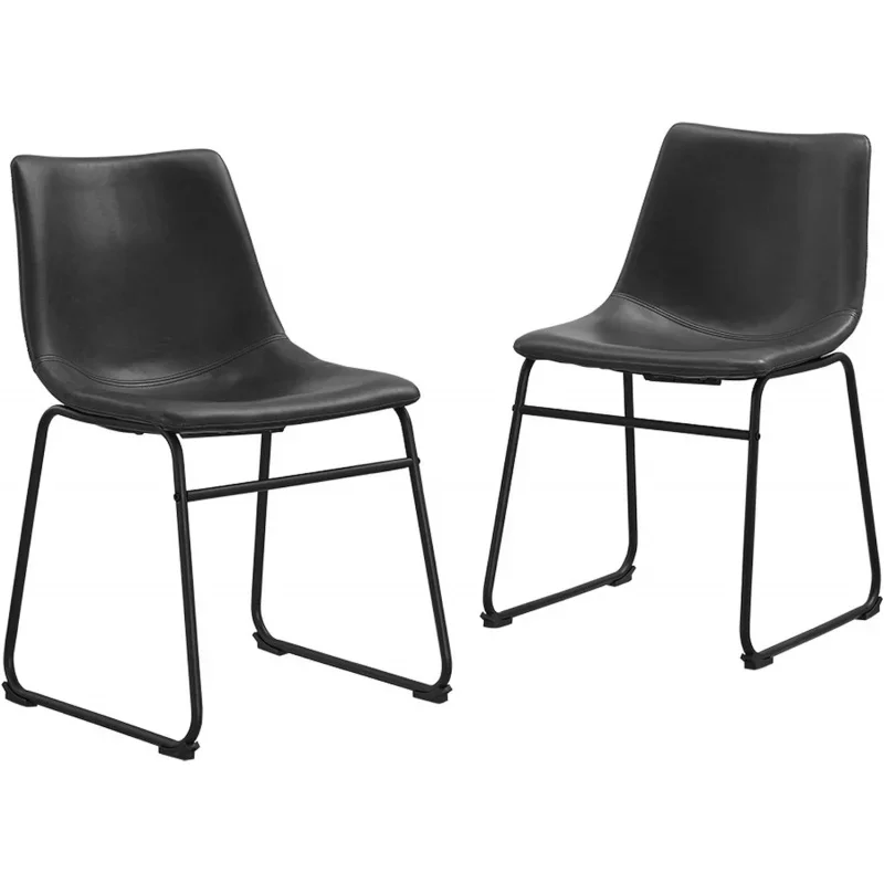 

Walker Edison Douglas urban industrial faux leather armless dining chairs, set of 2, Black